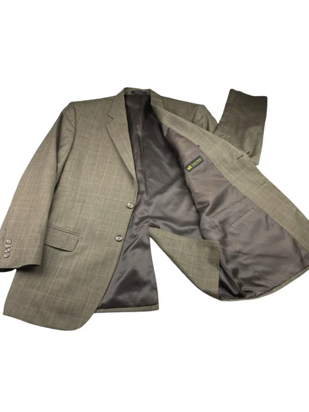 Kilburne & Finch Men's 100% Wool 2-Button Blazer Brown Windowpane Plaid • 42R